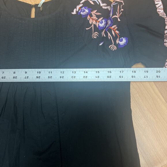 Free People Womens Pavlo Dress Embroidered Black Babydoll Boho Size S Petite - Picture 9 of 13